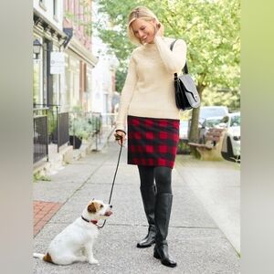 New! Talbots Buffalo Plaid Wool Skirt Red Black Classic Academia Size 16 NWT